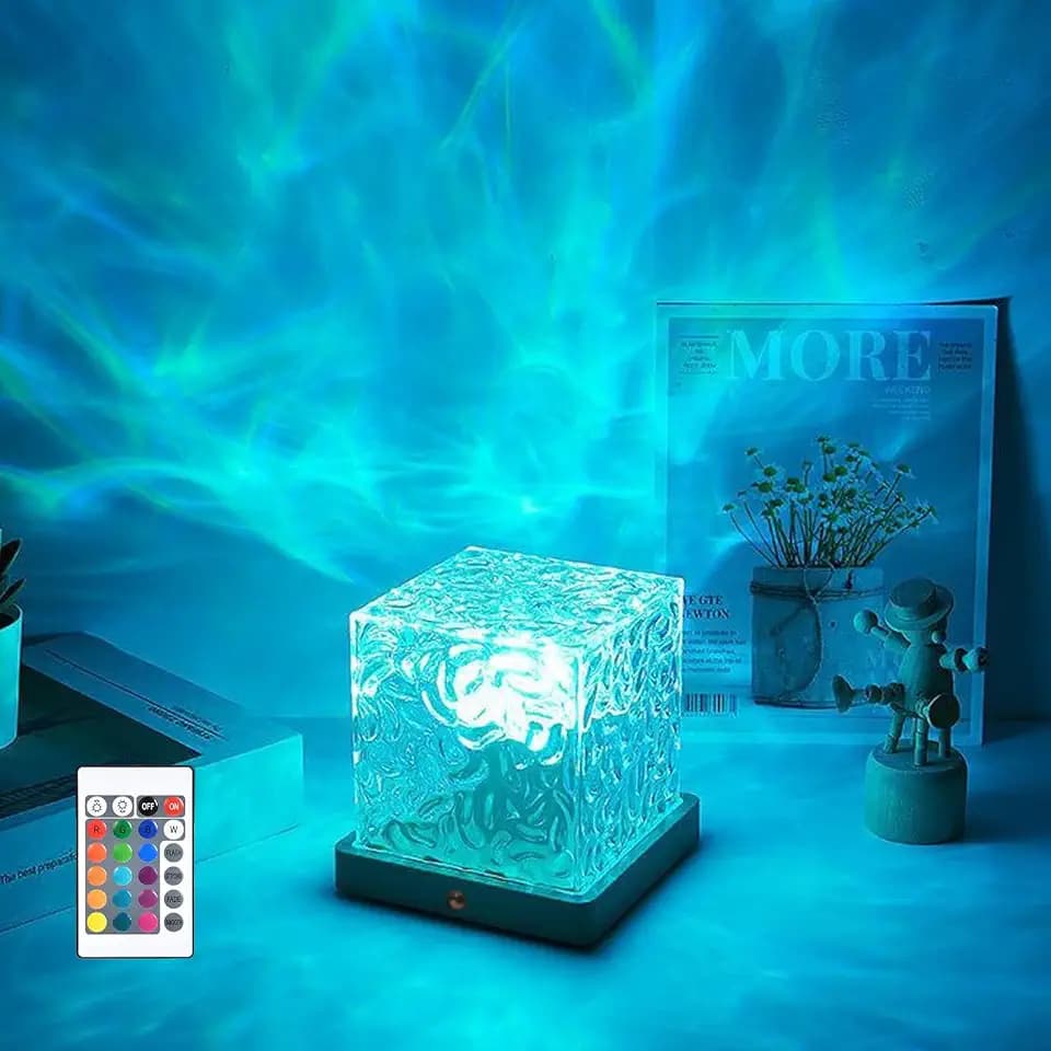 Justup LED Sternenhimmel‑Projektor with Holzsockel, 16‑Farben‑Wellen‑Lampe