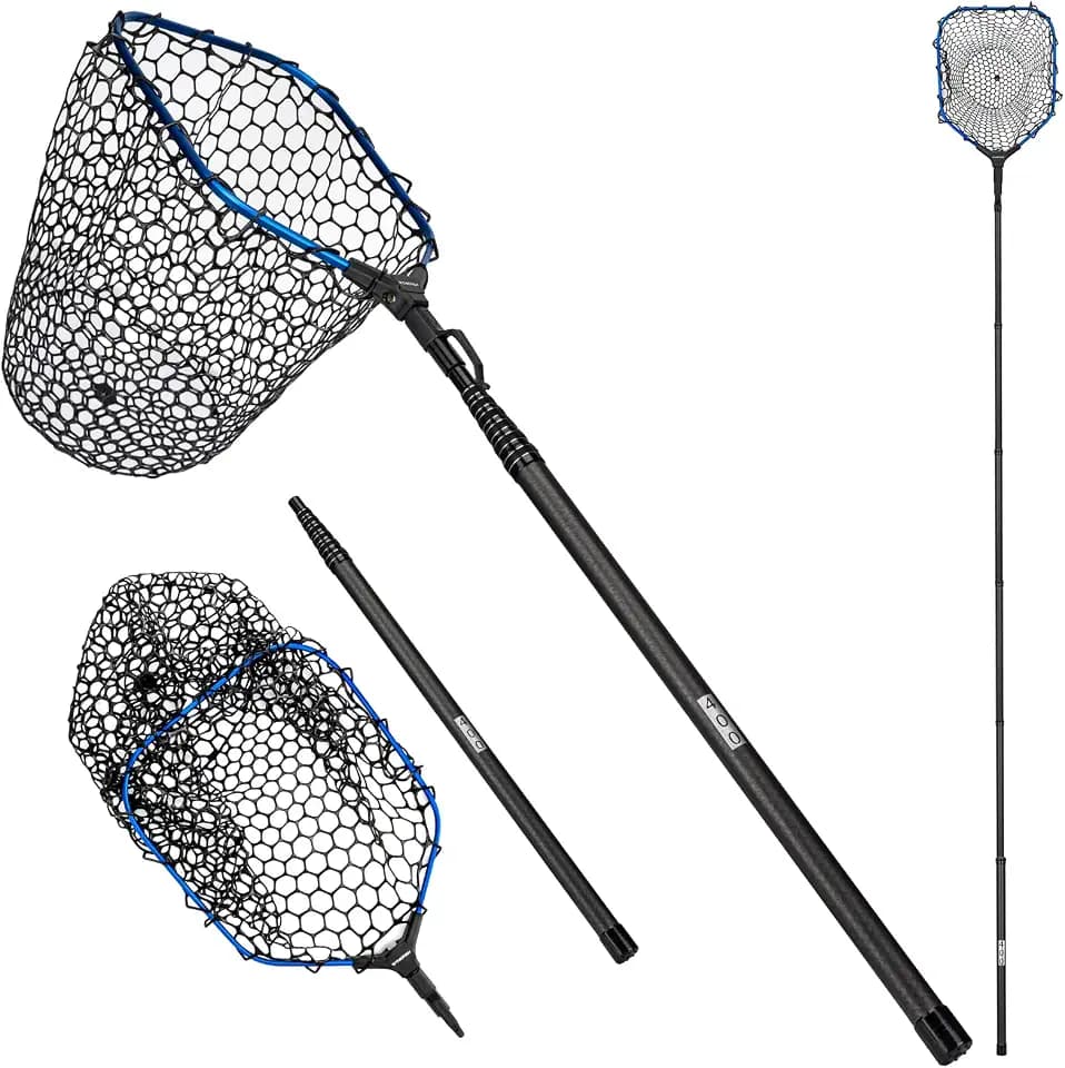 THKFISH Carbon Fiber Fishing Landing Net- 27 to 157.5 Inch Long Handle, Portable Collapsible Fishing Net for Salmon, Steelhead, Fly, Catfish, Bass, Trout Fishing, Trout Net, Dip Net Gifts for Men