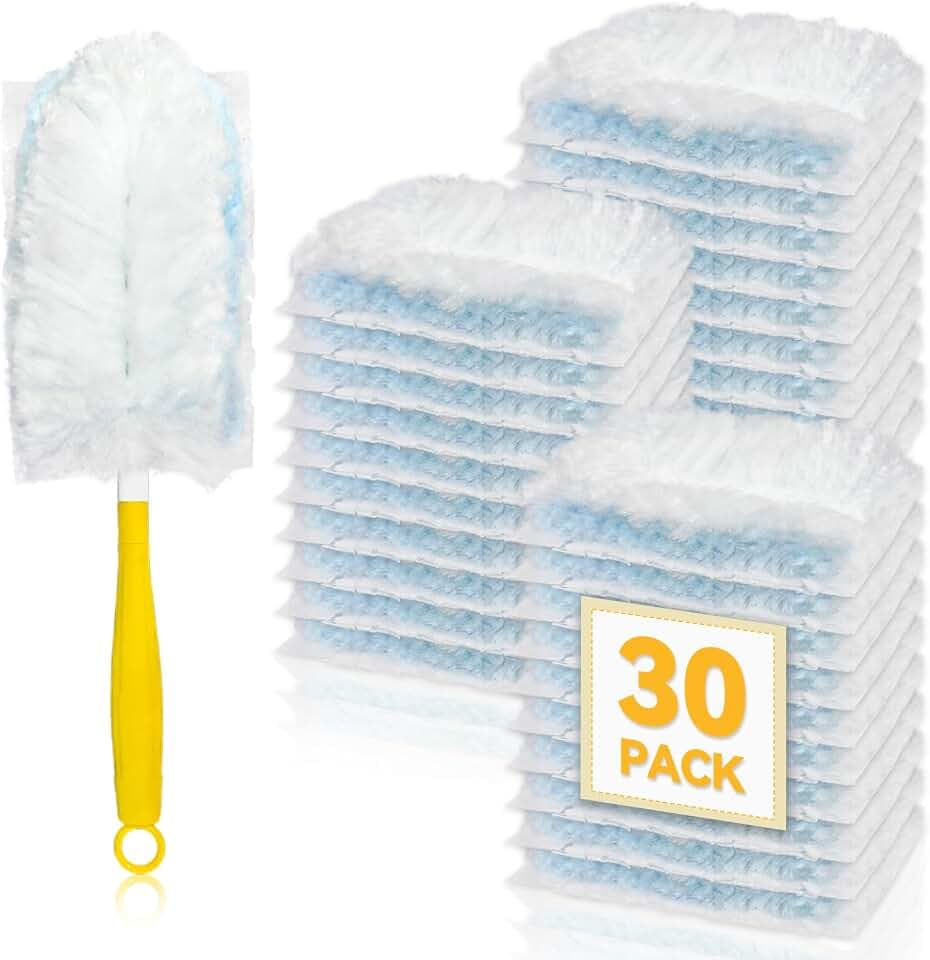 30 Pack Dusters Refills Compatible with Swiffer Duster Handle Models, 180°