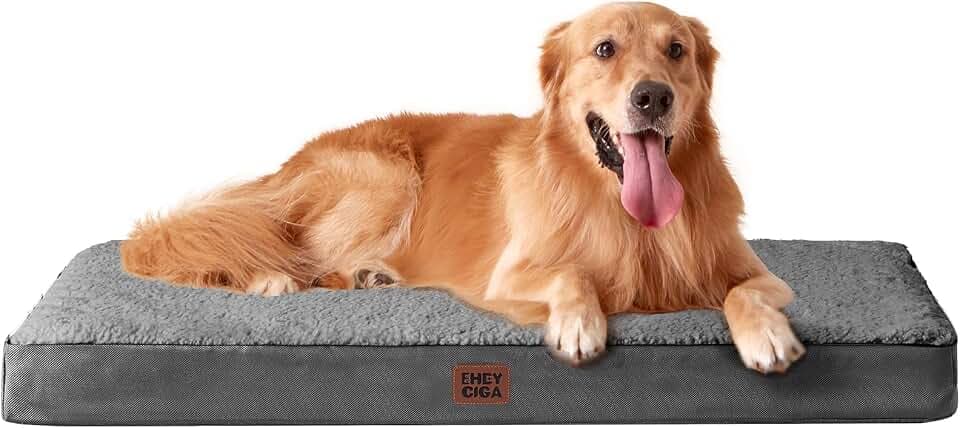 EHEYCIGA Orthopädisches Hundebett Grosse Hunde XL 112x81cm Waschbar, Grau