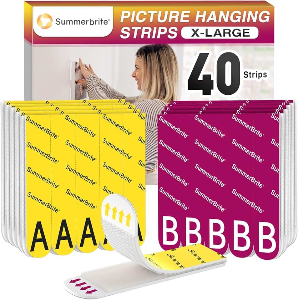 Summerbrite Klebestreifen 20 Paar(40 Streifen) Bilder Aufhängen ohne Bohren