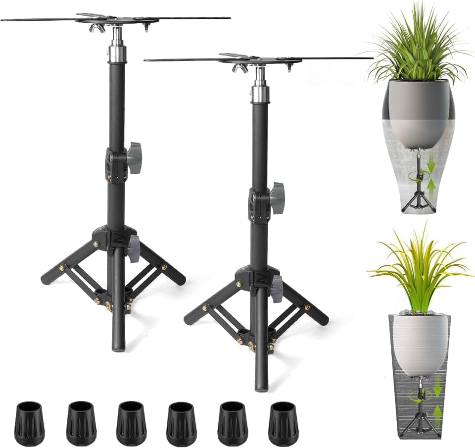 2 Pcs Adjustable Plant Risers,10-15" Rise, 4-12" Top & 6-9" Base, Metal