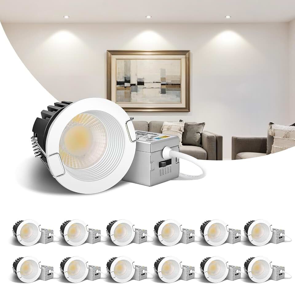 Aosclex 12 Pack 2'' White 5CCT Anti-Glare Canless LED Recessed Downlight