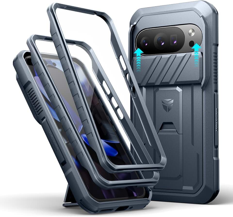Dexnor for Google Pixel 10/10 Pro Case with Slide Camera Cover & 2 Front Frames & Built-in Screen Protector & Kickstand, Full-Body Shockproof Protective Cover Rugged Bumper Cases,Navy Blue(2025)
