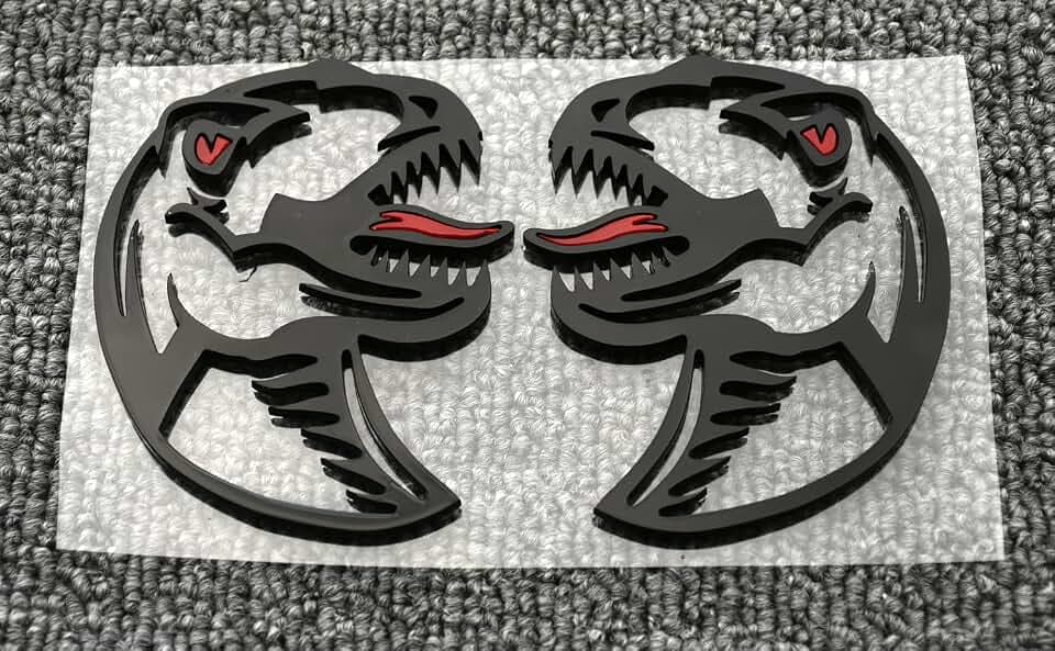 Pair New Velociraptor 3D Badge Emblems Right Left Decals Sticker Replacement for Raptor Universal Truck SUV Side Rear Front Hood Trunk Door Motorcycle (Black Red)