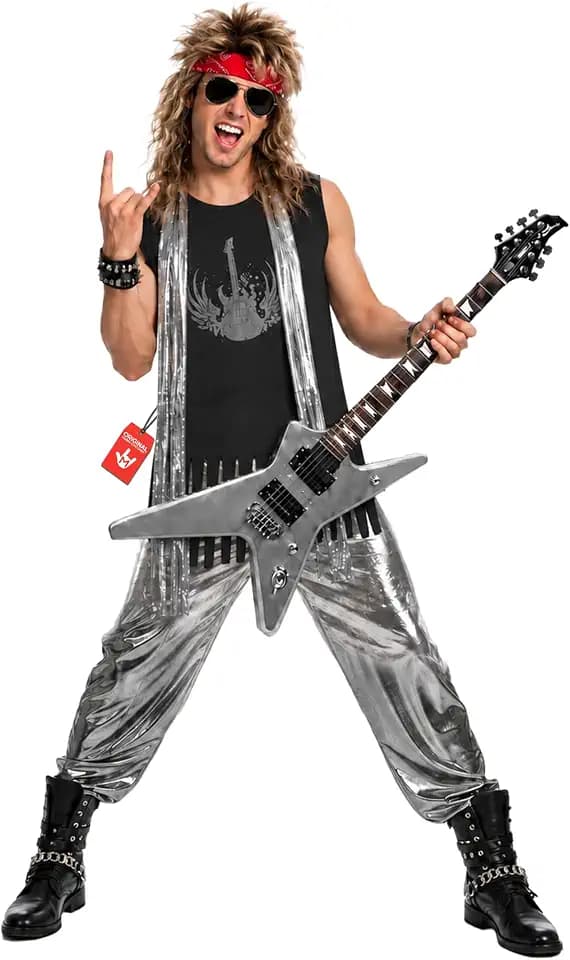 Morph 80s Rocker Costume for Men, Halloween Costumes for Men