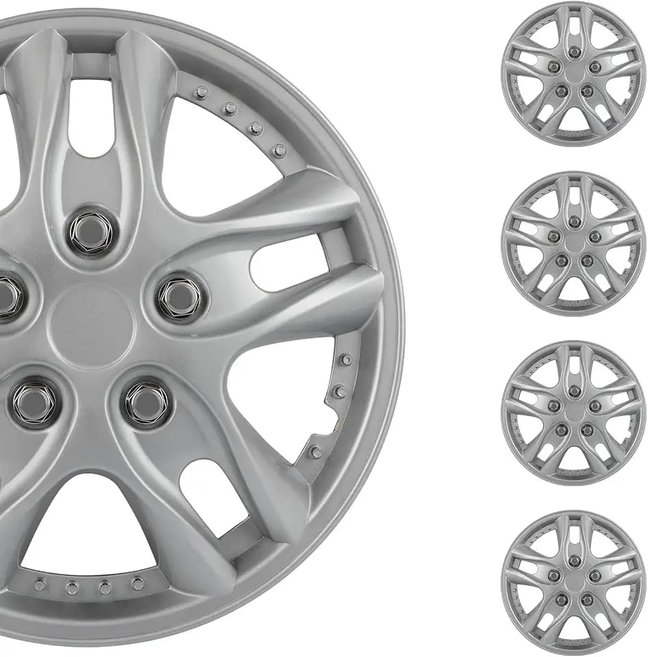 SCITOO 4pcs Set of 12-Inch Silver Hubcaps can be Easily Installed on Car Truck SUV,Suitable for a Variety of Models,Beautiful and Rust-Proof