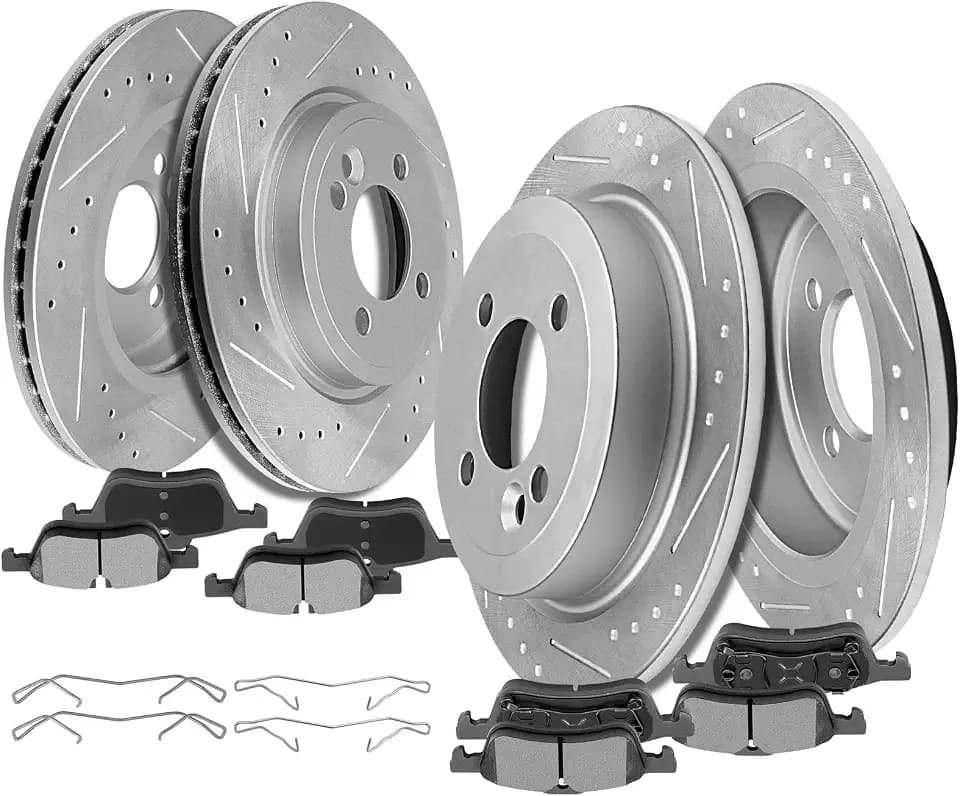 SCITOO Brake Kits 4pcs Brake Discs Rotors and 8pcs Ceramic Brake Pads
