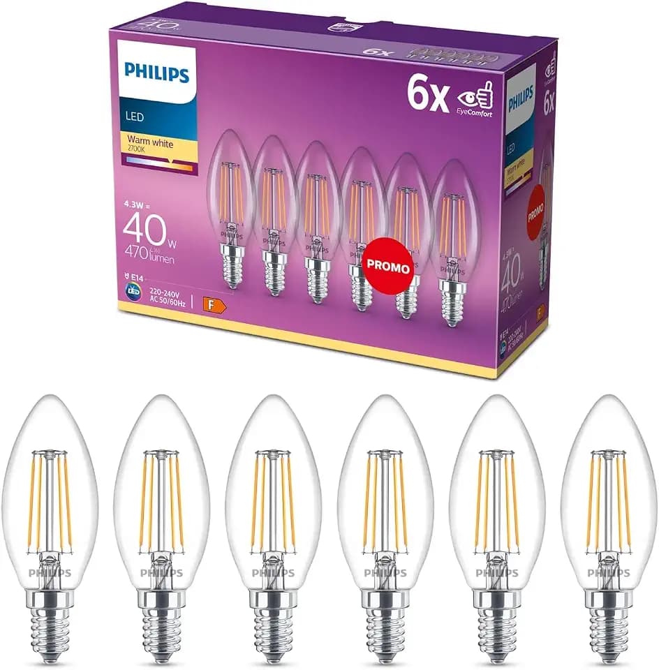 PHILIPS LED Classic E14 Lampe, 6er Pack