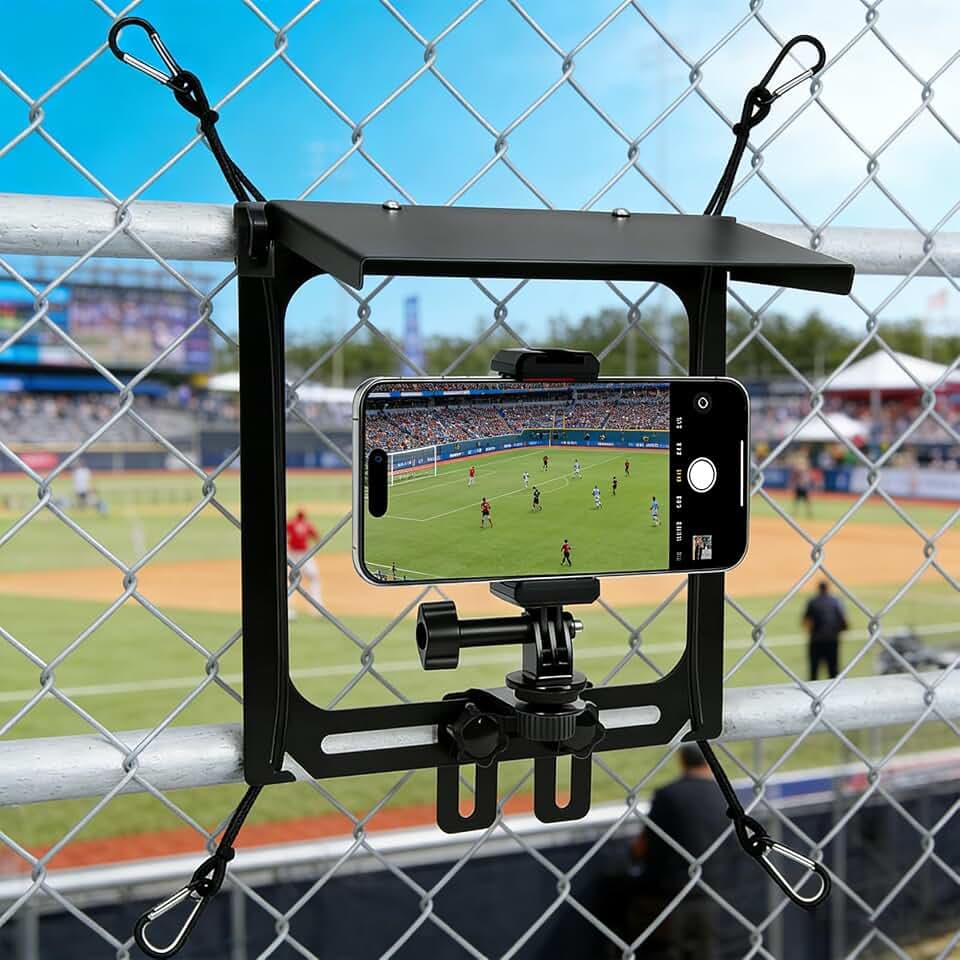 Sports Gamechanger Fence Mount - Gamechanger Streaming Mounting Kit for Fence Holder for iPhone Insta 360 & Action Cameras, Great for Recording Football, Baseball & Tennis