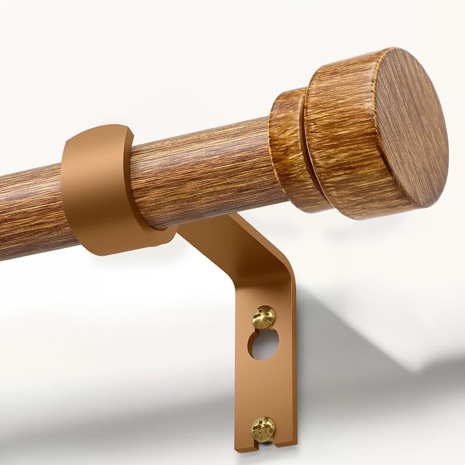Gardinenstange Holzoptik 80-148cm Metall Ausziehbar Landhaus