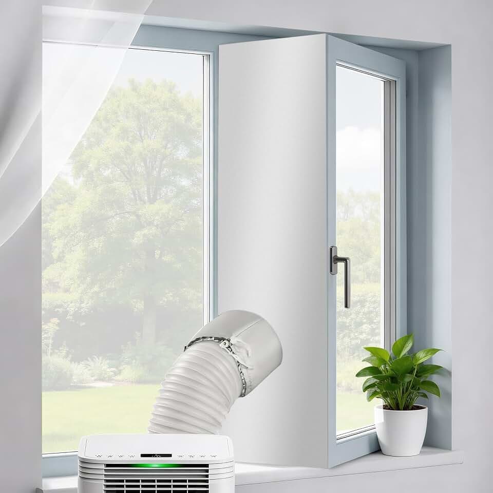 Ninonly 400CM Fensterabdichtung für Mobile Klimageräte Wäschetrockner,Ablufttrockner,Effektiv Heiße Luft Klimaanlage Fensterabdichtung für Fenster,Dachfenster und Schiebefenster Zugkordel