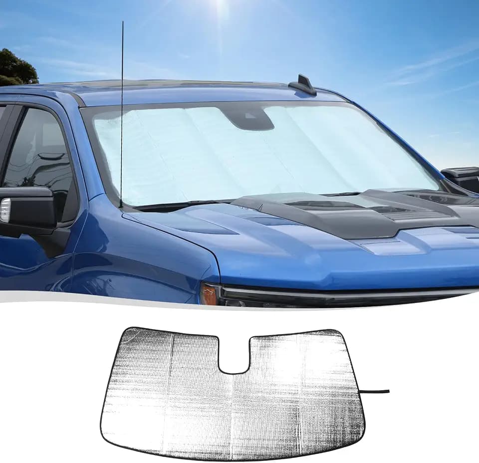Voodonala for Chevy Silverado 2019-2024 Front Windshield Sunshade Truck Window Sun Shade Foldable Sun Visor Compatible with Chevrolet Silverado GMC Sierra 2019-2024