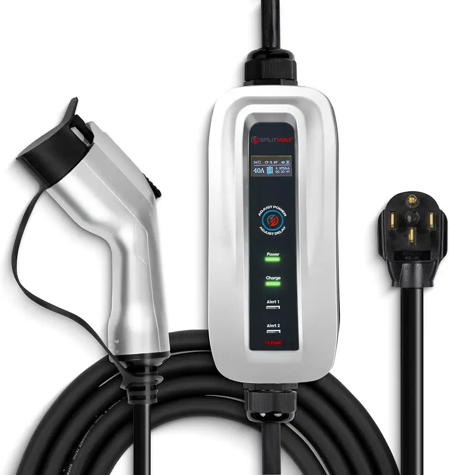 Portable Adjustable 40A Level 2 EV Charger, NEMA 14-50 J1772, 240V, 26ft