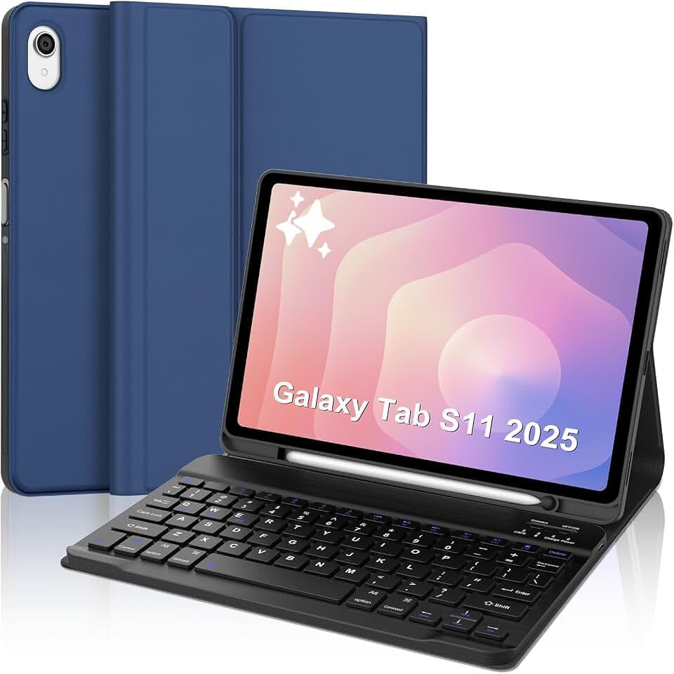 Keyboard Case for Samsung Galaxy Tab S11 11inch 2025, Detachable Wireless Keyboard for Galaxy Tablet S11 Cover with Pen Holder, Folio Case with Keypad for Samsung Tab 11'' SM-X730/X736B, Deep Blue