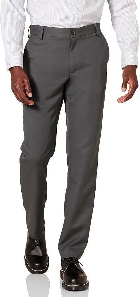 Amazon Essentials Men's Slim-Fit Flat-Front Dress Pants, Straight Leg, Polyester, Stone