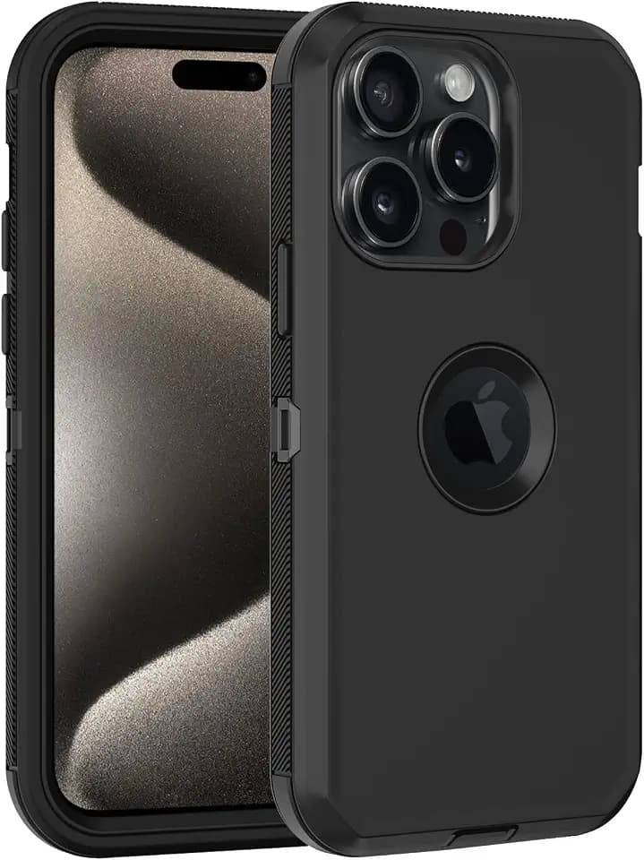 for iPhone 15 Pro Max Case, with Built in Screen Protector Heavy Duty Drop Protection, Full Body Rugged Shockproof Dust Proof Protective Phone Cover for Apple iPhone 15 Pro Max 6.7” (Black)