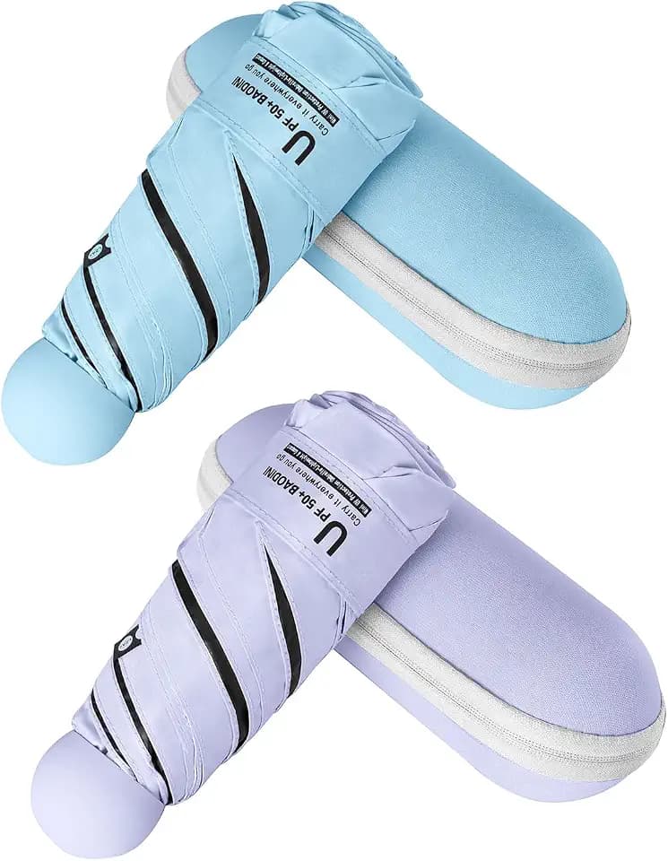 BAODINI Mini Travel Umbrella with UV Sun Protection, Compact Pocket-Size