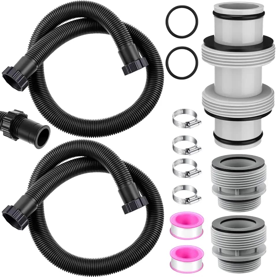 2 Pack 1.5"x59" Pool Pump Hose Kit for Above Ground Pool Compatible with Intex 29060E, with Straight 1.5" Connector, 2 4560 Conversion Adapter (40mm to 1.5") for Sand Filter Saltwater(Black)