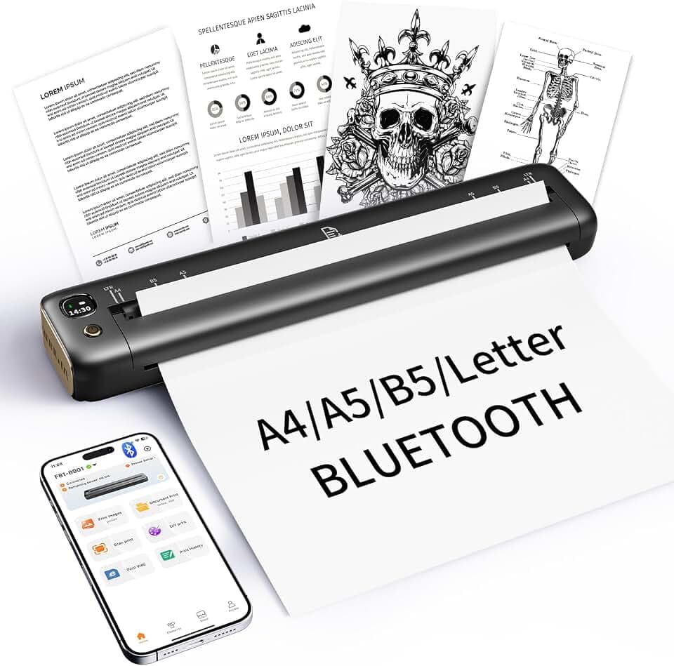 Rongta Portable Thermal Printer for Travel for 8.5" x 11" US Letter