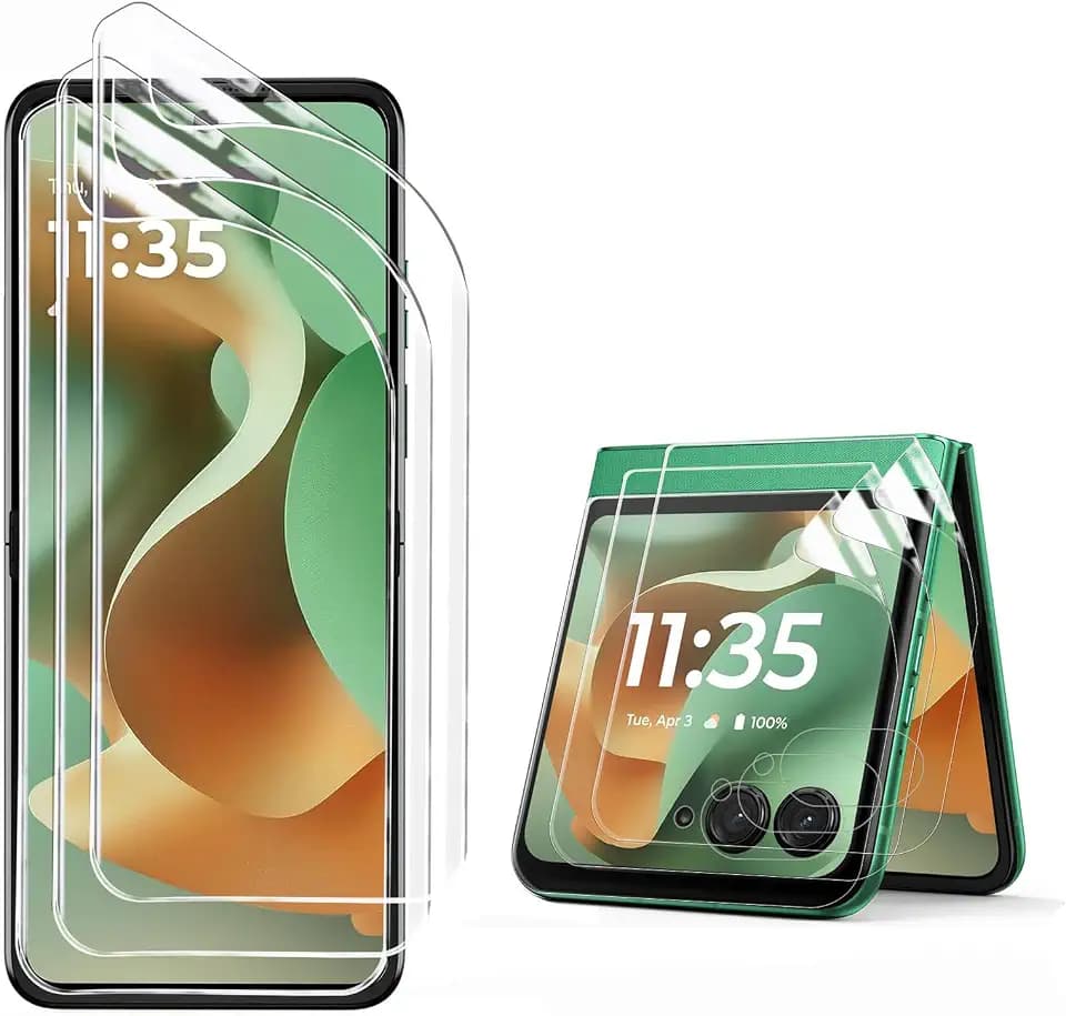 3 Pack for Motorola Razr 2025/2024 Screen Protector,[3 Main Screen + 3 Front Screen],Razr 2025/2024 HD TPU Shield Anti Scratch Bubble Free Screen Protector for Moto Razr 2025/2024,Clear