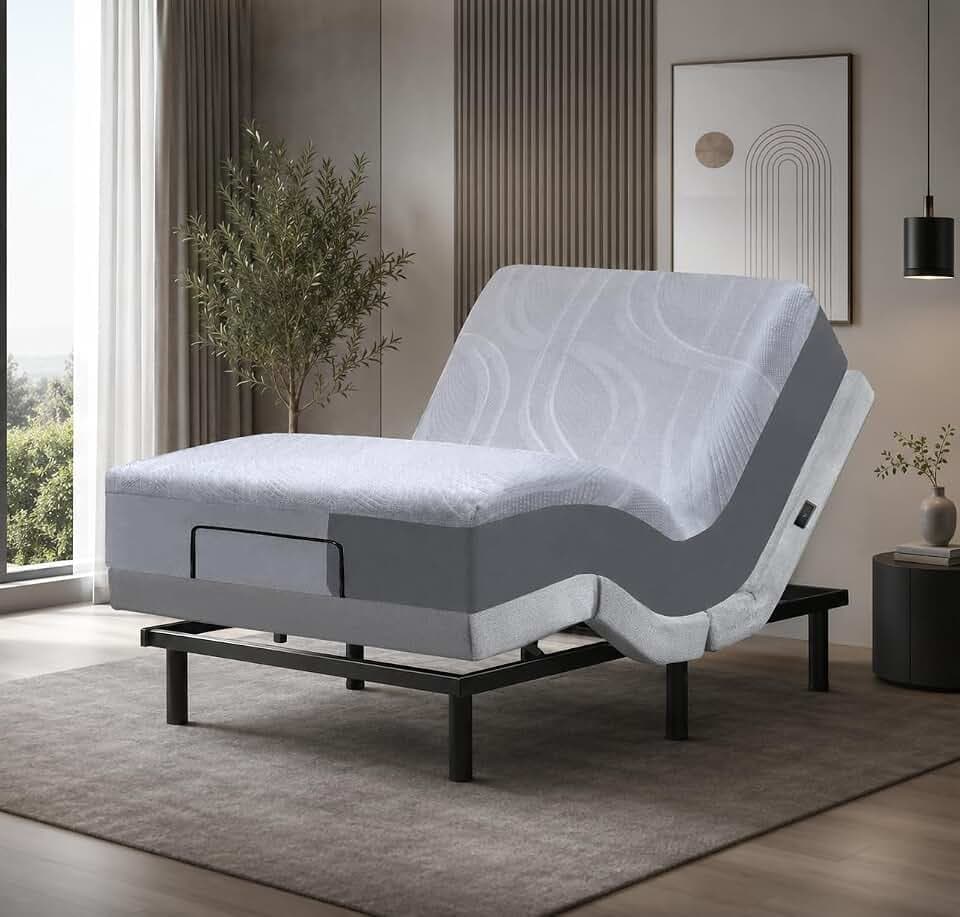 Premium California King Adjustable Bed with 14 Inch Prime Gel Memory Foam Sleep System, Massage, Zero Gravity, Anti-Snore, Programmable Memory Positions, USB, Underbed Lighting, Zero Clearance
