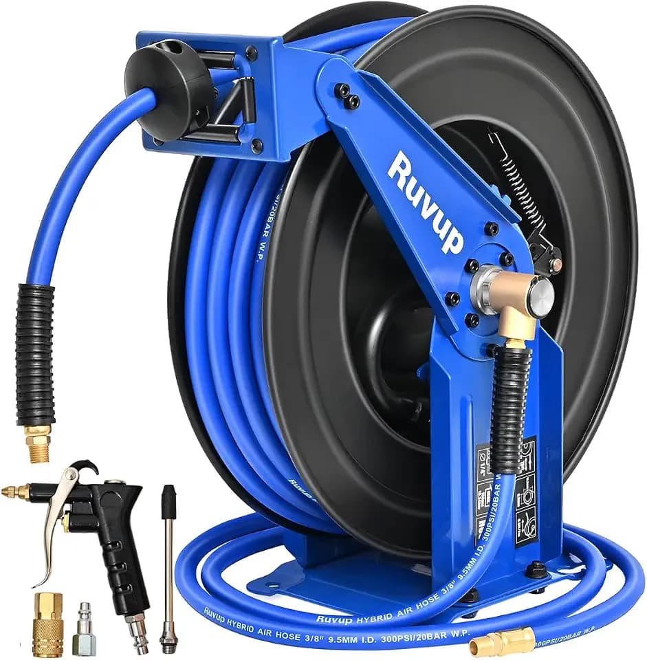 Ruvup Air Hose Reel 3/8"x75ft Auto Retractable Air Compressor Tool HoseReel