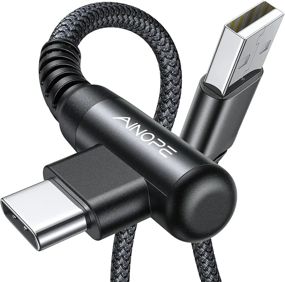 AINOPE 2-Pack Type C Charging Cable 3.1A Fast Charge, Right Angle [6.6ft+6.6ft] USB C Cable, Durable Nylon Braided Type C Charging Cable Fast Charge Compatible Galaxy S10 S9 S21, LG V30,V20,G6