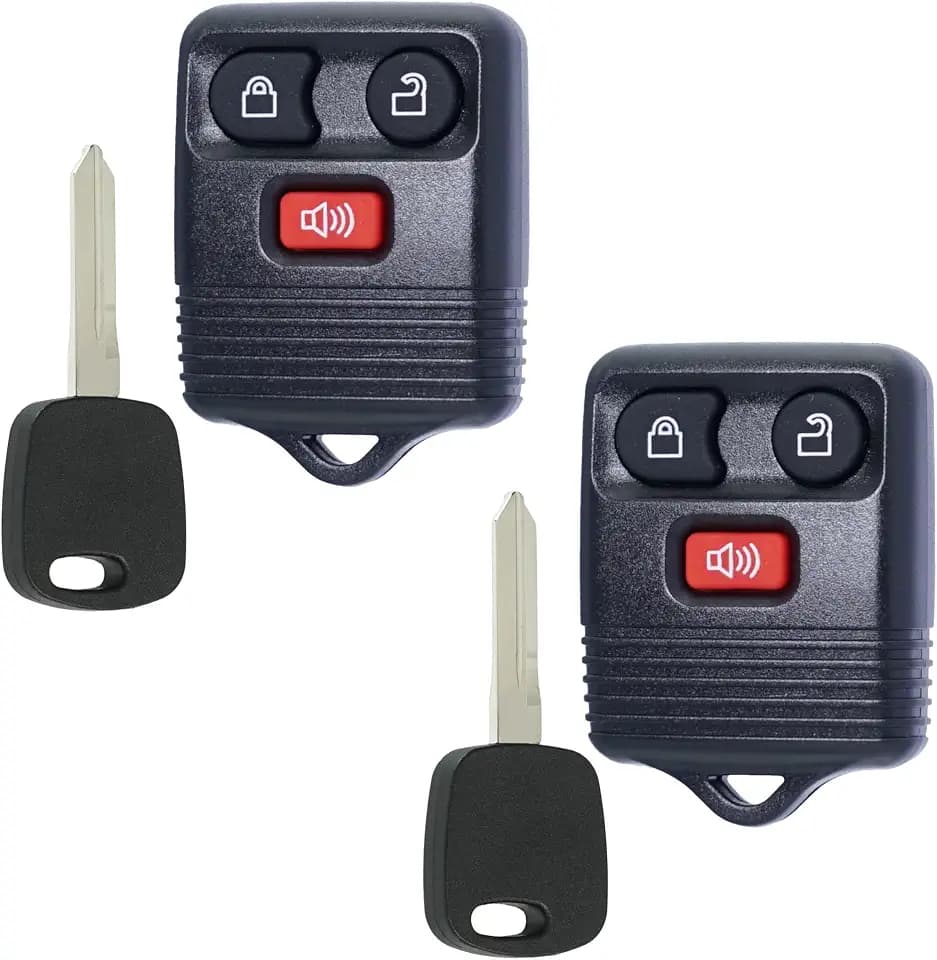 MechanMagic Key Fob Replacement Kit Fits for Ford F150 F250 F350 Explorer Expedition Excursion Ranger Lincoln 1998-2003 Remote with Uncut Transponder Ignition Key (H72-PT 4C Chip)