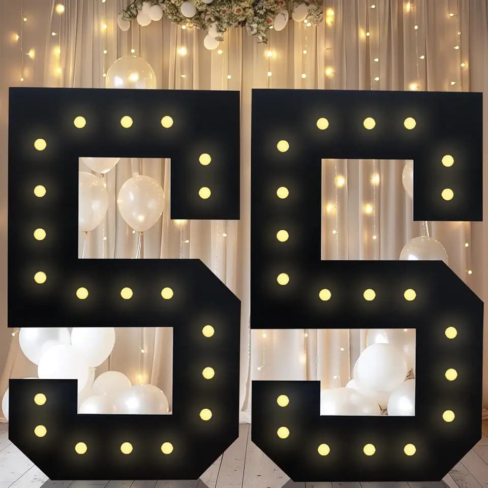 4FT Marquee Light Up Numbers 55, Easy to Assemble Black Marquee Number