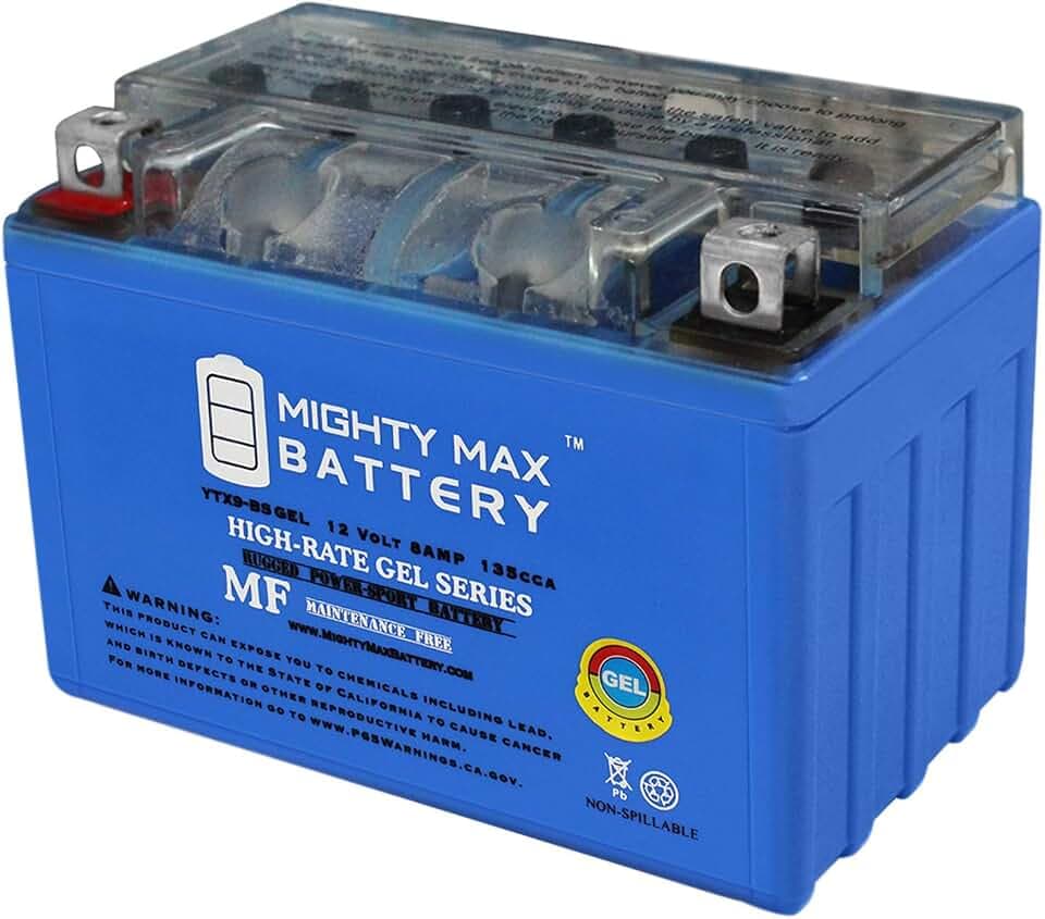 Mighty Max Battery YTX9-BS GEL -12 Volt 8 AH, GEL Type, 135 CCA, Rechargeable Maintenance Free SLA AGM Motorcycle Battery