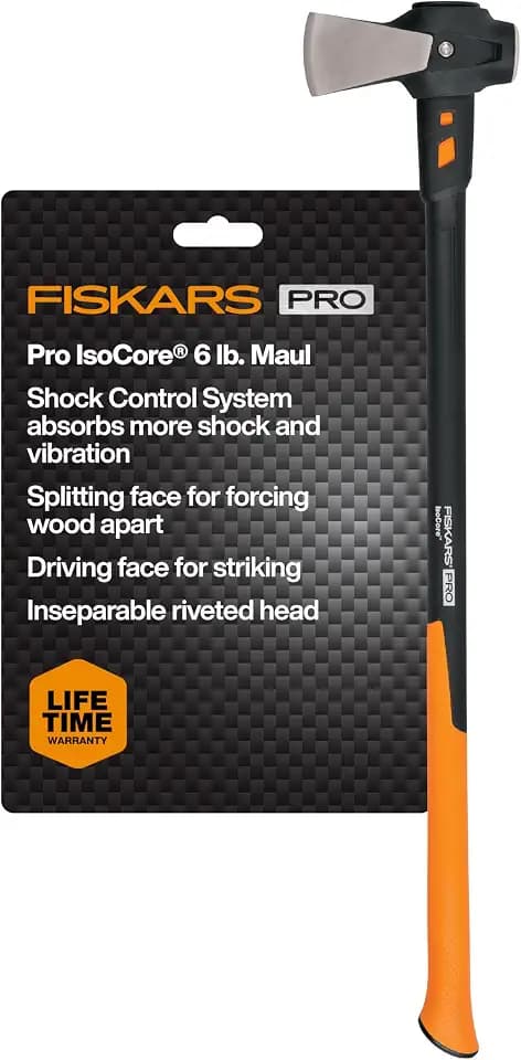 Fiskars Pro IsoCore 6 lb Splitting Maul, 36" Wood Splitter Axe