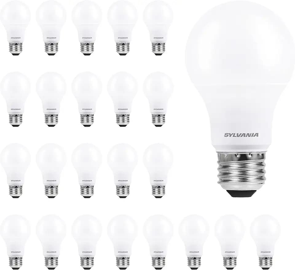 Sylvania ECO LED A19 Light Bulb, 60W Equivalent Efficient 9W, 7 Year, 750 Lumens, Medium Base, Frosted, 2700K, Soft White - 24 Pack (40986)
