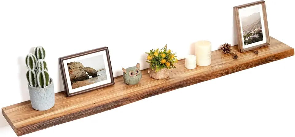 Floating Shelves for Wall, Solid Elm Wood Shelves, 55in Set of 1, Natural