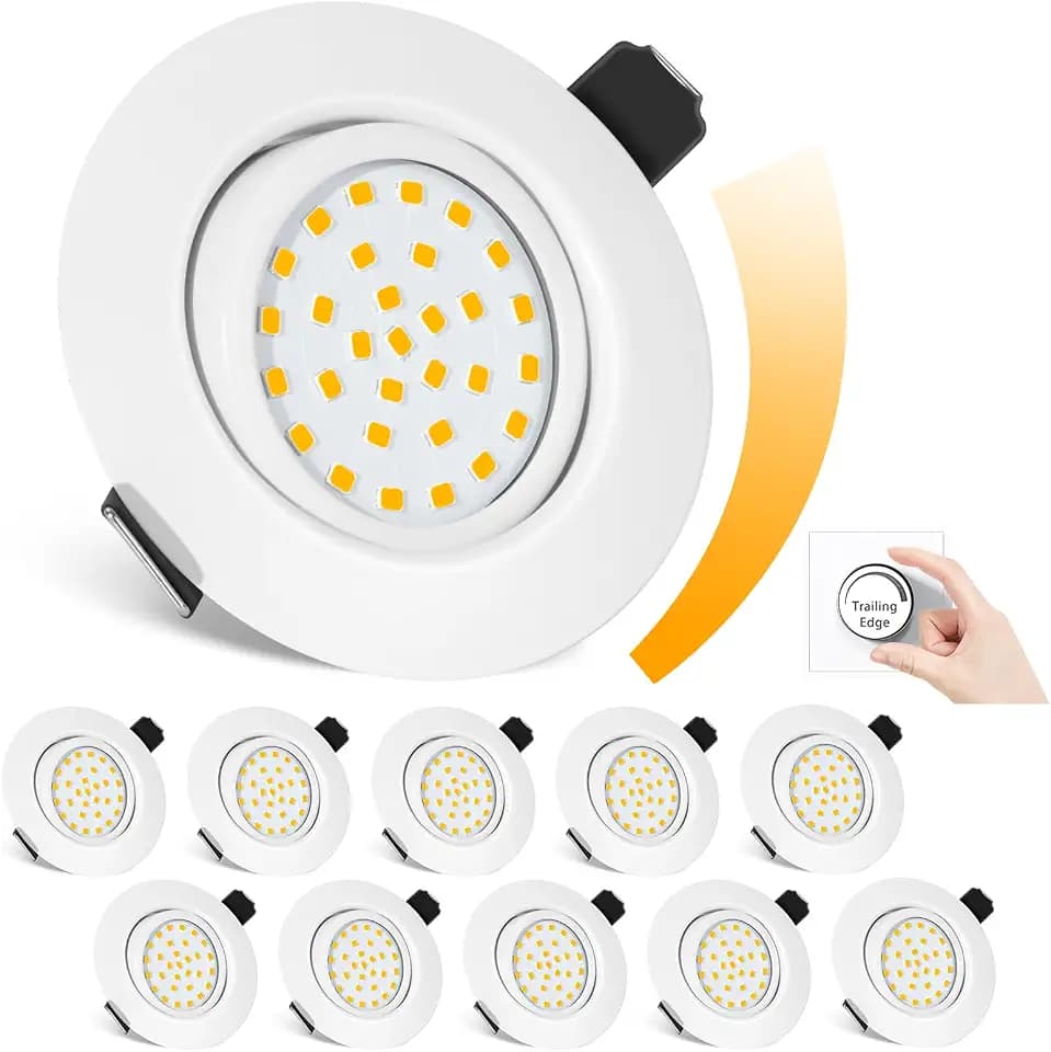 Dimmbare LED Einbaustrahler 10er Set,25mm Ultradünn Flach Spot,Einbauleuchte 5W Ersatz 70W Halogenlampe 600LM IP44 Deckenleuchte für Bad Wohnzimmer Küche Büro (Weiß, 2700K)