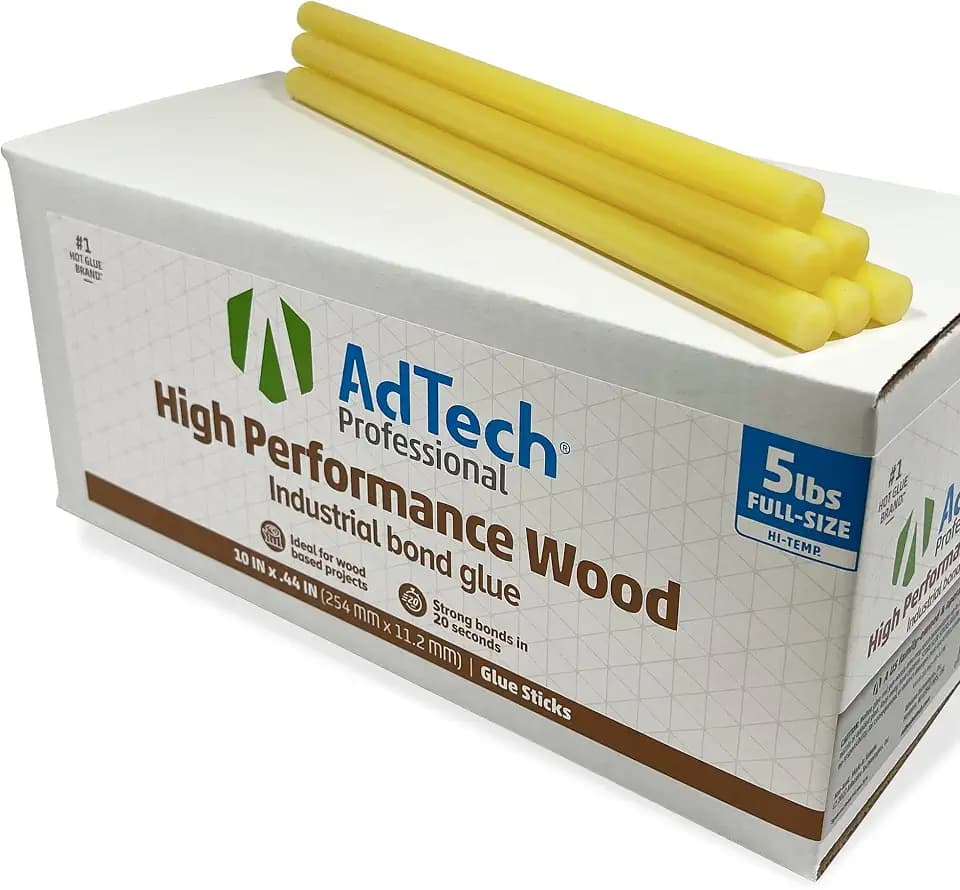 AdTech Professional High Performance Wood High Temp Industrial Bond Hot Glue Sticks 10" Amber