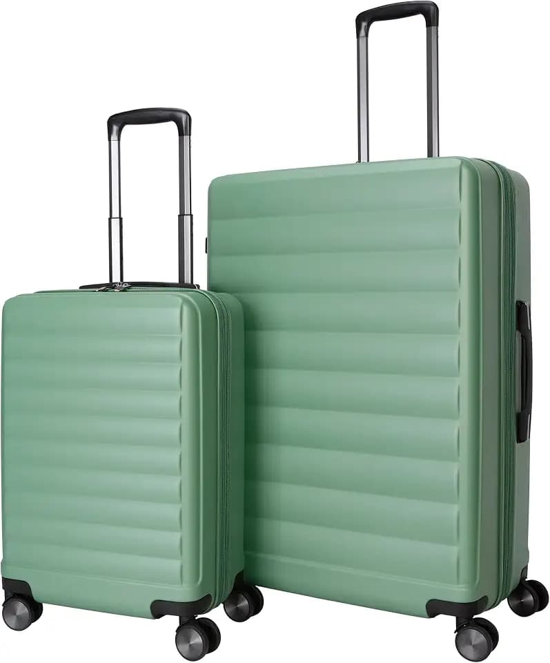 TRIPS EON 2-Piece Hardside 8-Wheel Spinner Luggage Set: 20" Carry-On & 28" Checked Suitcase Size Luggage, Comfrey Green