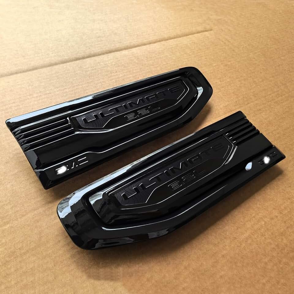 2pack OEM 2019-2026 Ultimate 6.2L V8 Vent Emblem Right Left 3D Nameplate Badge Replacement for Sierra 1500 85158225 85158226 (Gloss Black)