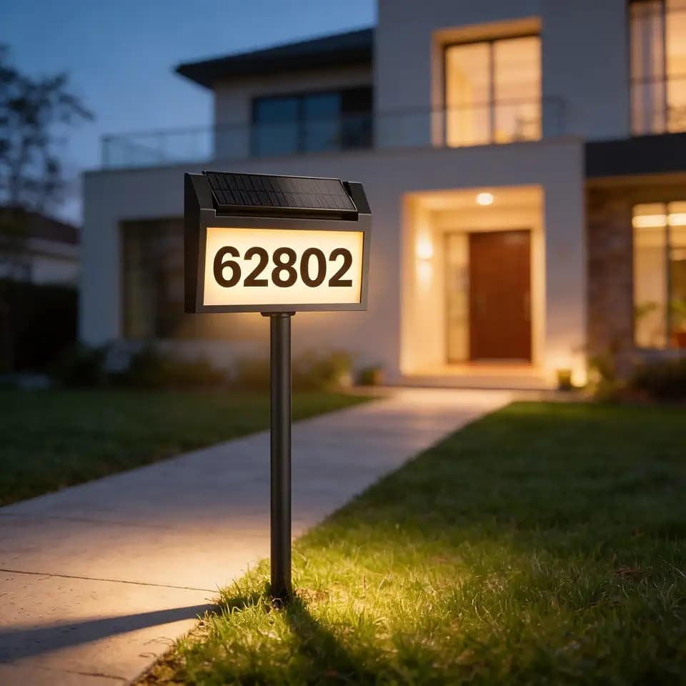 TECKNET Solar Address Sign, 3-Color LED, Waterproof, Stake/Wall