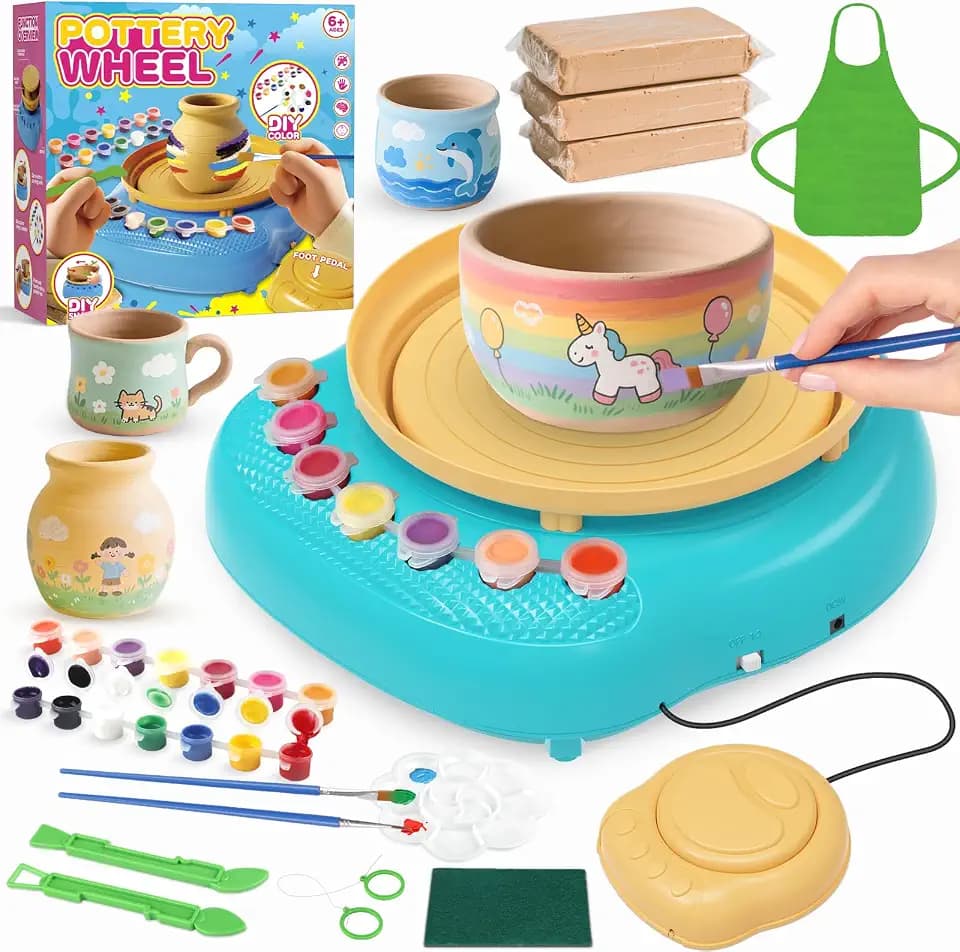 Pottery Wheel for Kids, Complete Kit with Air-Dry Clay, Ages 8-12