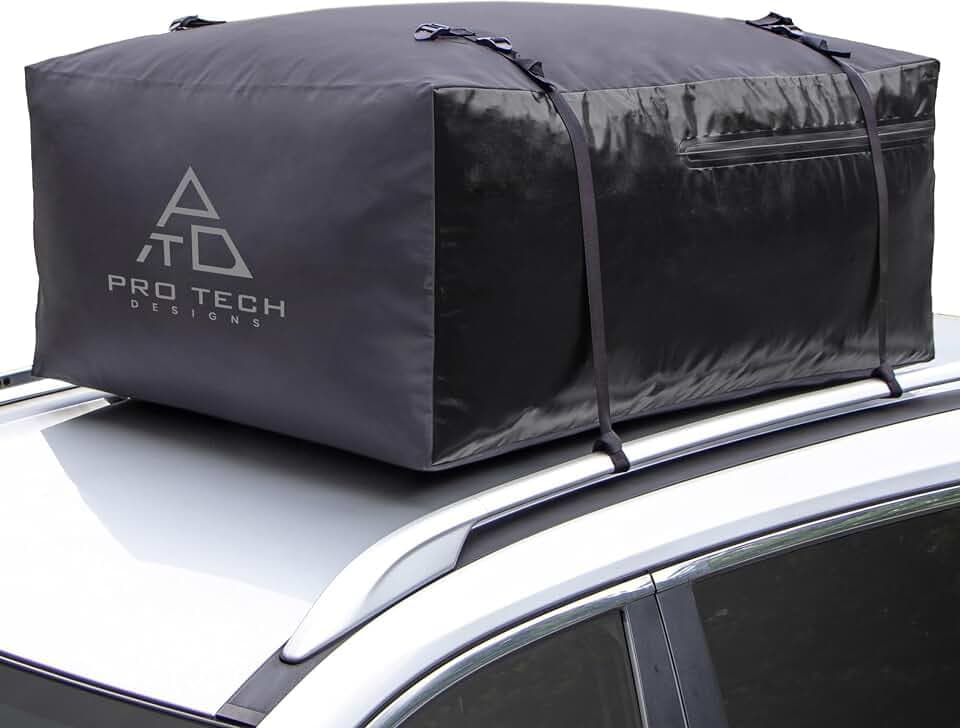 Voyager 15 Waterproof Rooftop Cargo Carrier Bag, 15 Cubic Feet Vehicle Roof Storage with Straps & Door Hooks, Weatherproof Car Top Carrier for SUVs, Vans, RVs & Trucks, 42" x 34" x 18"