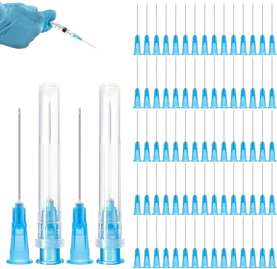 100Pcs 23G 0.6 * 25mm Edelstahl Abgabe Tube für Nachfüllflüssigkeiten, Edelstahl Dosierzubehör für Nachfüllflüssigkeiten, Nachfüllröhrchen für Industrie,Hobby und Heimwerk