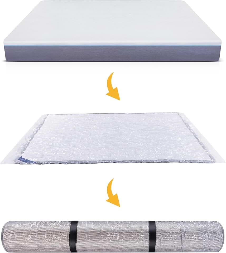 WORKKOOL Vakuum-Matratzentasche zum Umzug, vakuumversiegelte Beutel für Matratzenaufbewahrung, Schaumstoff-Matratzentasche mit Reißverschluss(für Matratze 180 * 200cm)