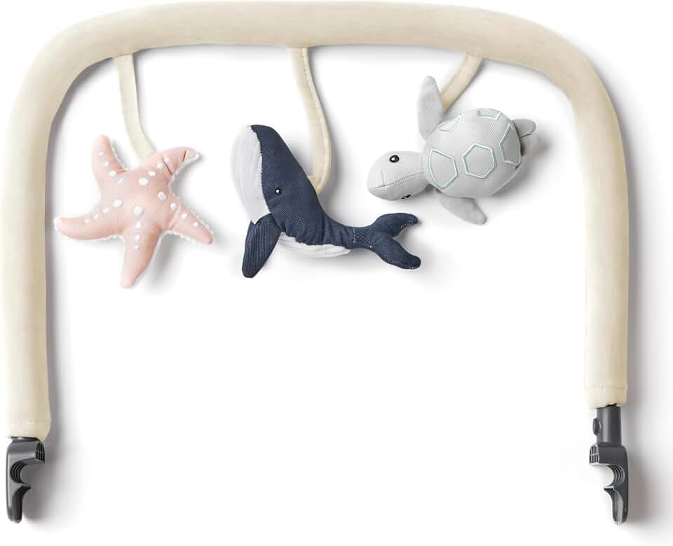Ergobaby Evolve Bouncer Spielbogen mit Plüsch, Zubehör für die Ergobaby 3-in-1 Babywippe Babyschaukel für Neugeborene ab Geburt, Ocean Wonders - Cream