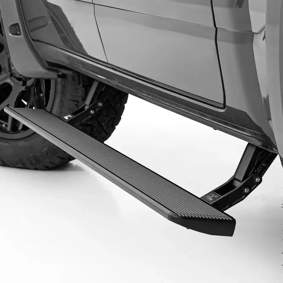 Rough Country HT-Series Power Running Boards for Ram 1500 (2019-2026) 1500 TRX (2021-2024) – 6" Electric Retractable Steps w/LED