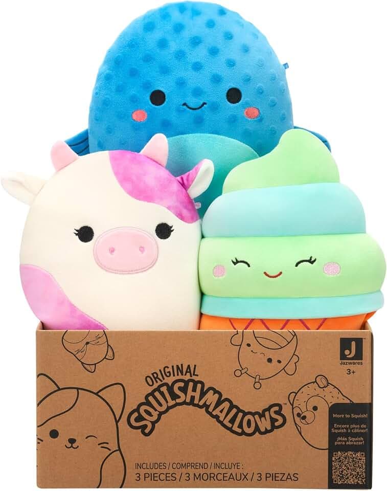 Squishmallows Original Mystery 3-Pack (8-Inch) – Official Jazwares Plush (Medium-Sized)