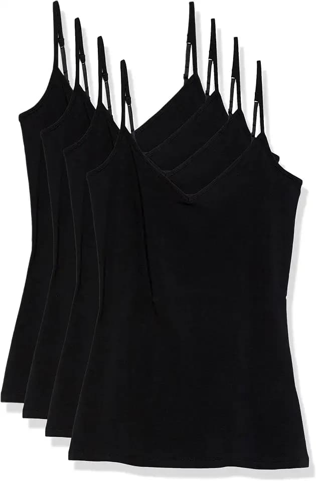 Amazon Essentials Women's Slim-Fit V-Neck Cami, Pack of 4