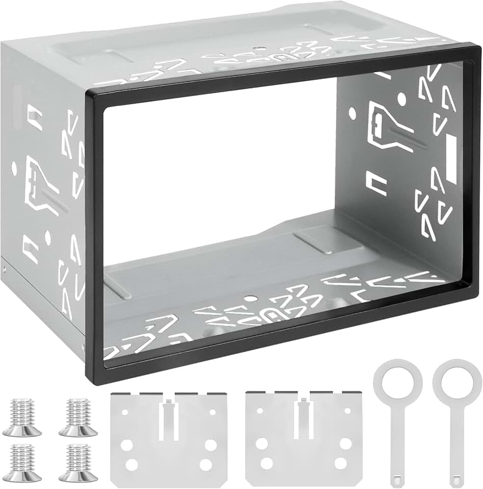Doppel-DIN Einbaurahmen aus Metall – Montagerahmen mit Anti-Rutsch-Design