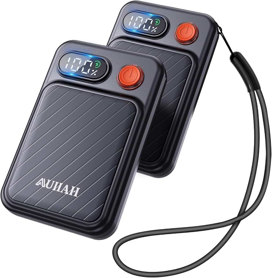 Hand Warmers Rechargeable 2 Pack - Electric Rechargeable Magnetic Hand Warmer with LED Display, 4 Heat Levels, Lanyards, USB, Gift for Men Women Kid, for Golf/Skiing/Camping/Hunting Essentials