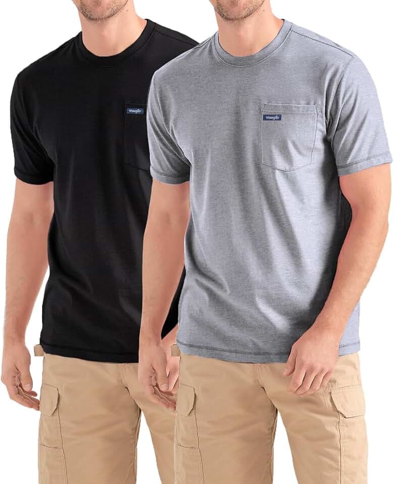 Wrangler Big and Tall T-Shirts for Men, 2 Pack Cotton Tee Chest Pocket